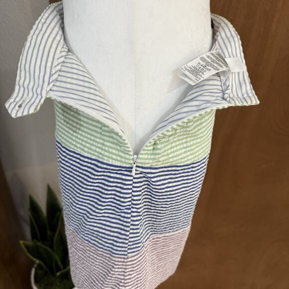Brooks Brothers Seersucker Colorful Stripe Pencil Skirt Size 0 Preppy Career - Picture 4 of 15